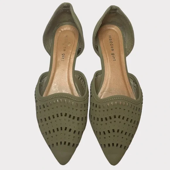 Madden Girl - Laser Cut D’Orsay Flats - Olive - Size 8.5 - Picture 1 of 6